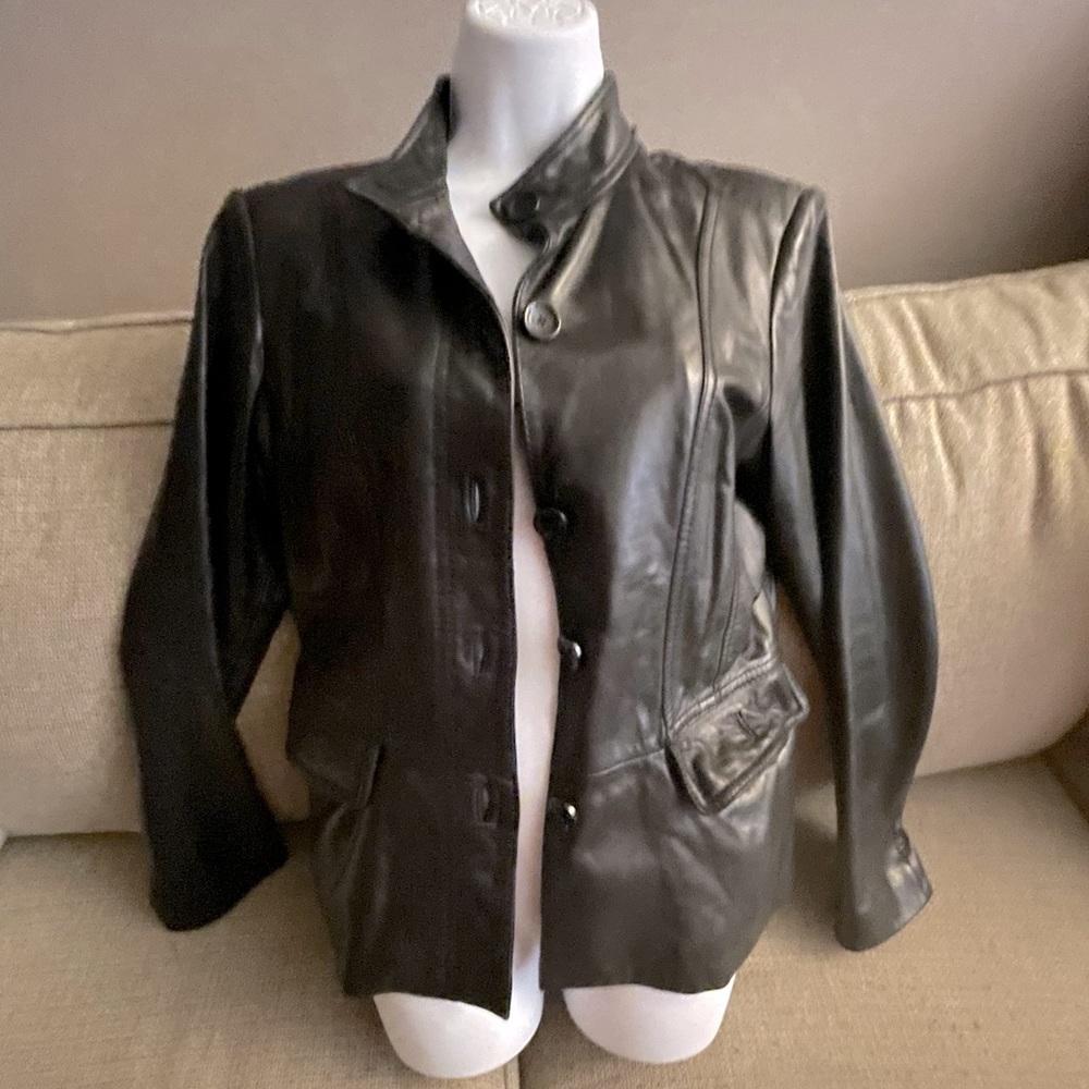 Jones New York chocolate brown butter leather jacket